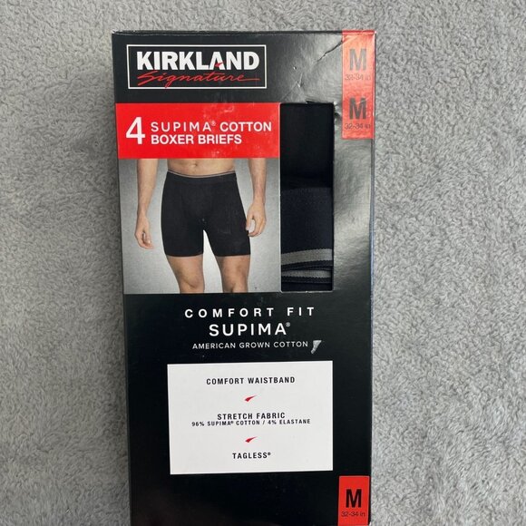 NEW Kirkland Signature Men's M Supima Cotton Boxer Briefs 4-Pack - Picture 1 of 6